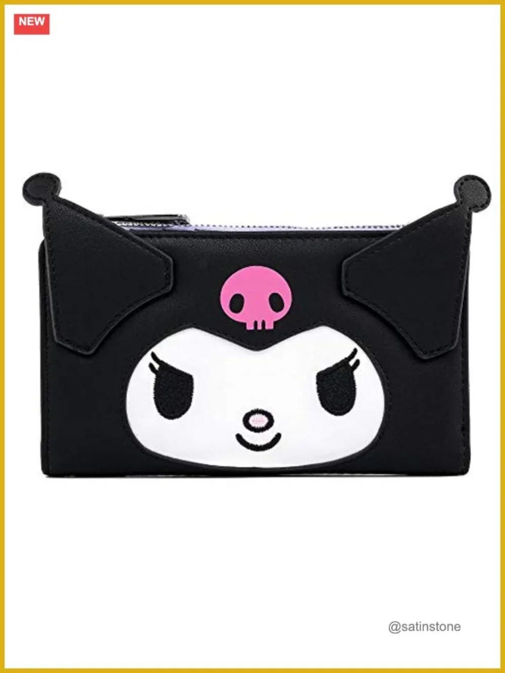 Faux Leather Applique Embroidered Bifold Snap Wallet Flap